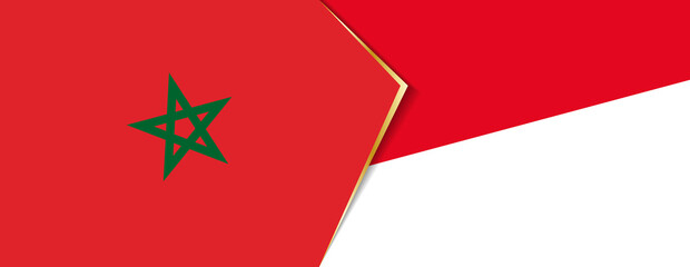 Morocco and Indonesia flags, two vector flags.