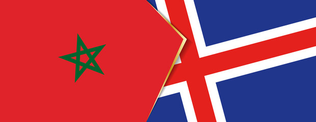 Morocco and Iceland flags, two vector flags.