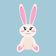 Cute baby bunny, rabbit sitting vector illustration. 