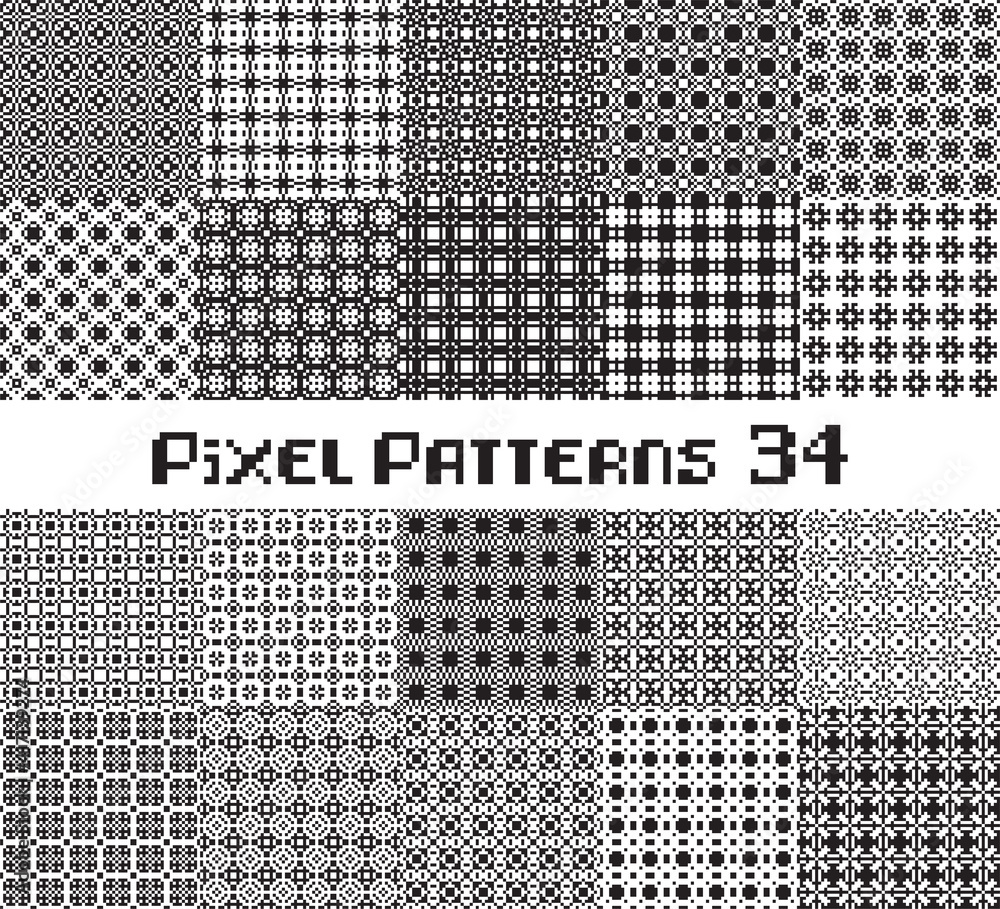 Poster abstract seamless pattern in pixel style. set geometric design background.
