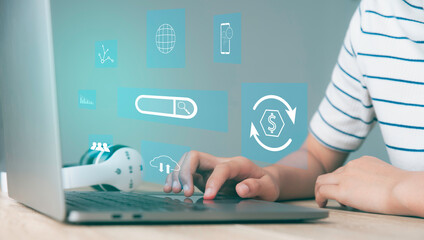 Asian girls are using laptop computers