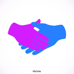 Hands together symbol. Vector illustration