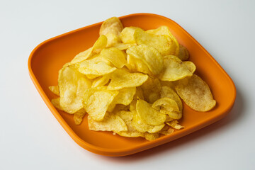 Crispy potato chips. Snacks Fast food or junk food snacks unhealthy concept.