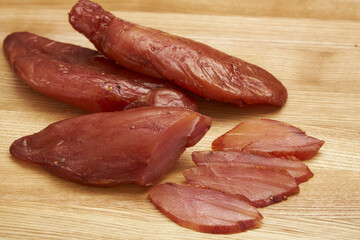 Meat delicacies on a light board
