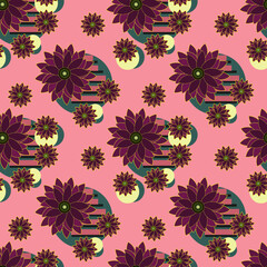A seamless pattern with floral elements for apparel, stationery, textiles, fabric, wrapping paper. A flat  illustration. 