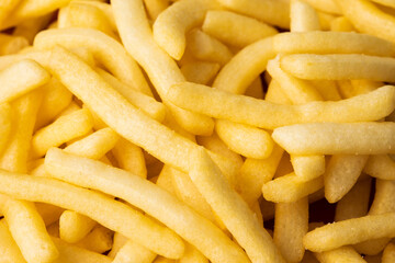 French fries Snack food crispy potato salty. Fast food or junk food snacks unhealthy concept.