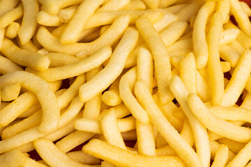 French fries Snack food crispy potato salty. Fast food or junk food snacks unhealthy concept.