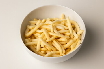 French fries Snack food crispy potato salty. Fast food or junk food snacks unhealthy concept.