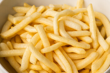 French fries Snack food crispy potato salty. Fast food or junk food snacks unhealthy concept.