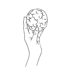 Hand holding a cookie. Hand drawn vector illustration