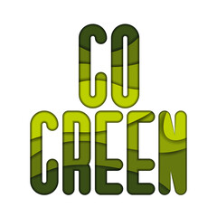 Zero waste text on paper cut style. Ecological lifestyle. Save our planet. 