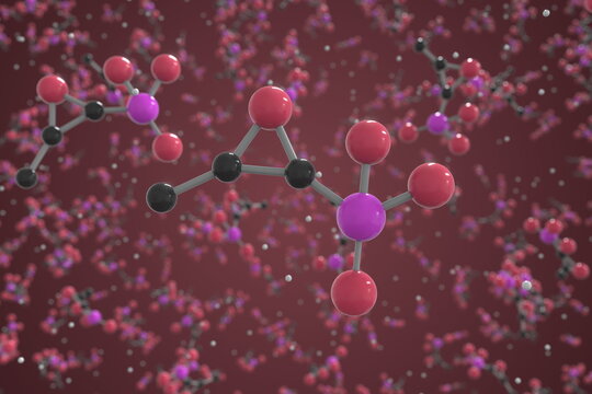 Fosfomycin molecule. Ball-and-stick molecular model. Chemistry related 3d rendering