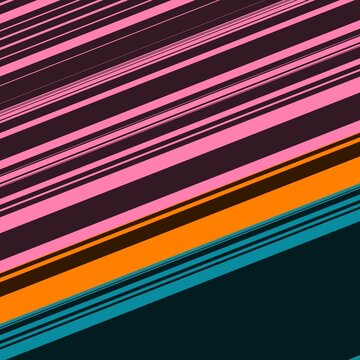 many diagonal stripes in orange gold turquoise and pink on a black background