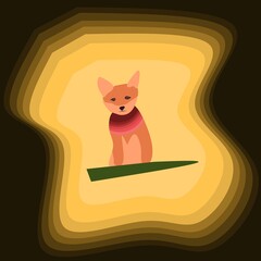 Fox with pappercut cut out style backround