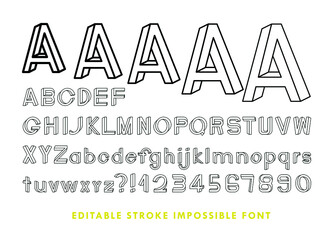 Impossible font contains 64 characters with editable strokes, meaning the strokes are not expanded and the weights can be edited. - 417150428
