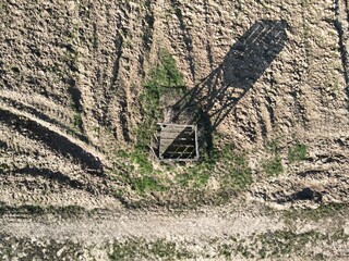 Surveillance place of the agricultural land seen from above