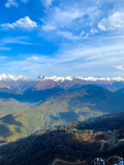 Beautiful mountains landscape under blue sky