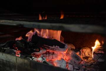 Embers lit in the oven