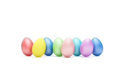 Fototapeta na wymiar Group of multicolored painted easter eggs isolated on white background
