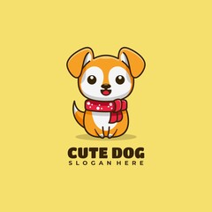 Dog character mascot logo design vector illustration