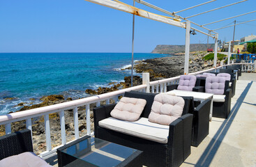 Obraz premium Sissi harbour restaurant in Crete