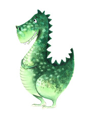 cute watercolor dinosaur illustration. Children's style. Postcard, invitation, poster, birthday