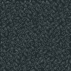 Seamless pattern of white elements on a grey background. For textiles, wallpapers and backgrounds.