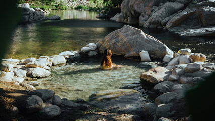 Female Model de-stress in hot springs