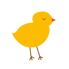 Vector Easter chicken. Cute hand drawn yellow chicken sketch. Simple hand drawn Easter decor.