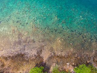 Aerial view of sea waves and fantastic Rocky coast,Thailand
