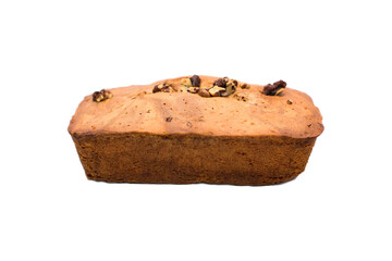 Bun with nuts side view on white background