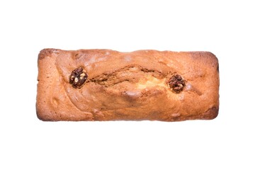 Bun with two nuts on top on white background