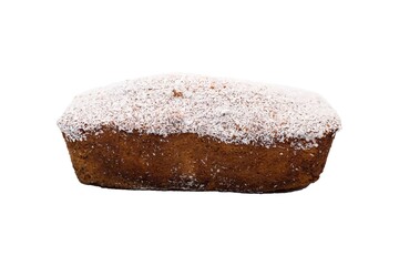 Bun with coconut flakes on white background