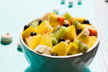 Fruit salad in a white plate
