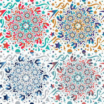Creative artistic floral background. Hand drawn doodle seamless pattern