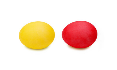 Painted easter eggs isolated on white background