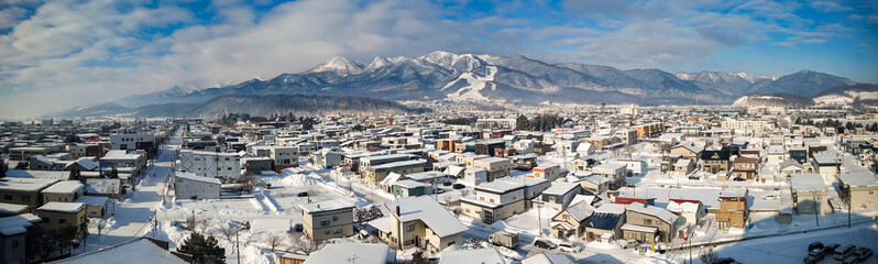 【北海道】冬の富良野市の展望　パノラマ