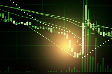 Candlestick chart in financial stock market on digital number background. Forex trading graphic design and Stock market trading trend as concept.