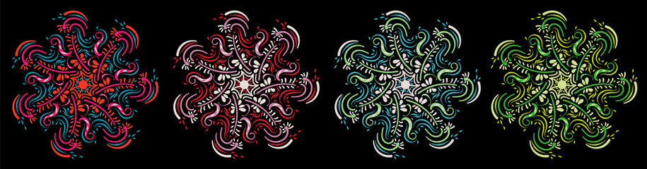 Pattern design elements. Floral, fabric illustrations