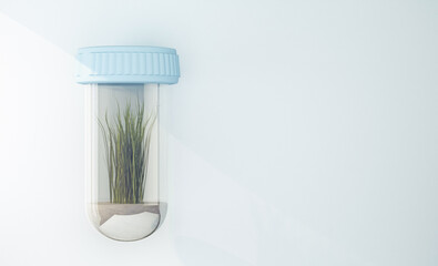 flask with grass with copy space
