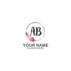 Letter AB Beautiful handwriting logo