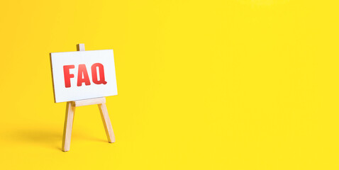 Easel with FAQ (frequently asked questions). Available answers to overcome difficulties and misunderstandings. Instructions and rules. Guide, navigation. Tips, comments. Explanation in simple language