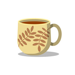 Cup of coffee or tea. Vector Illustration. Flat Style. Decorative design for cafeteria, posters, banners, cards