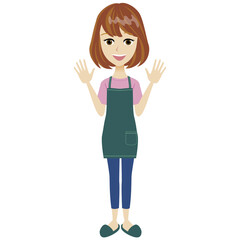 A illustration of woman wearing apron