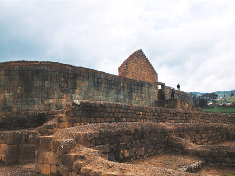 The Temple of the Sun and its stone walls of the ancient Inca Ca&ntilde;ari Ruins of Ingapirca located in Ca&ntilde;ar, Ecuador.