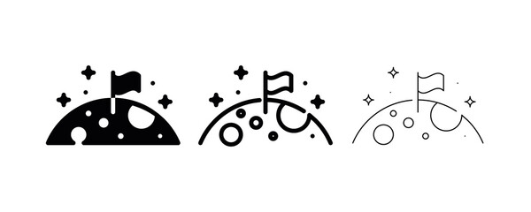 Mars planet vector. This symbol, the flag planting of marsa, marsa or go to the planets. Editable line. Set of Space Icon, Space sign, symbol line vector.