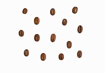 Coffee beans isolated on a white background. Abstract background.