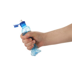 squeezed plastic bottle in a hand
