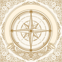 Compass wind rose decorative vintage emblem