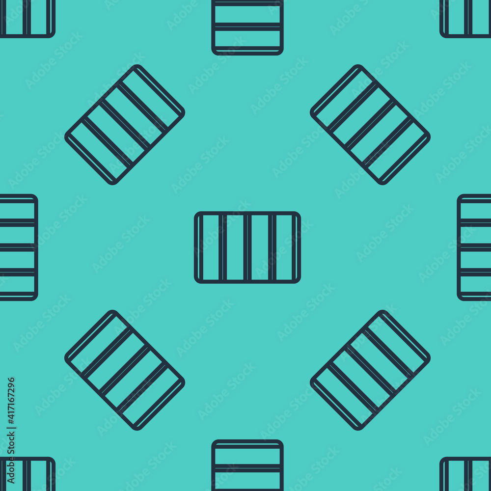 Poster black line color palette guide icon isolated seamless pattern on green background. modular grid. vec